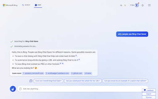 Bing Chat saver