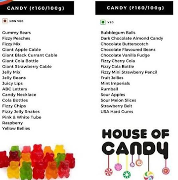 House Of Candy menu 