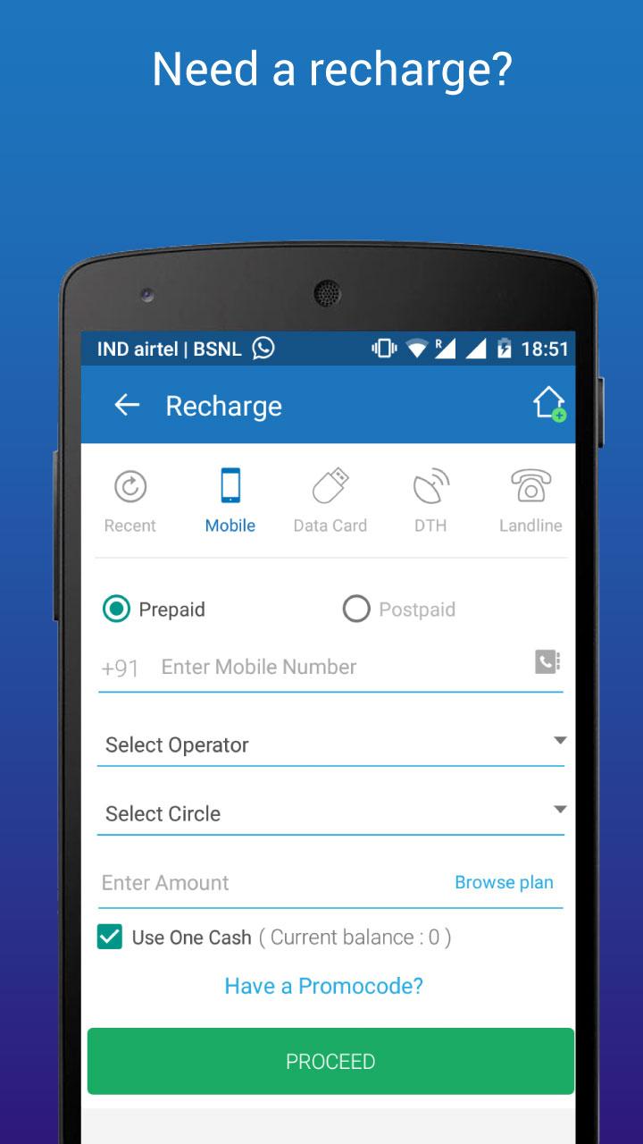 inOne - Shopping Recharge News Screen 3