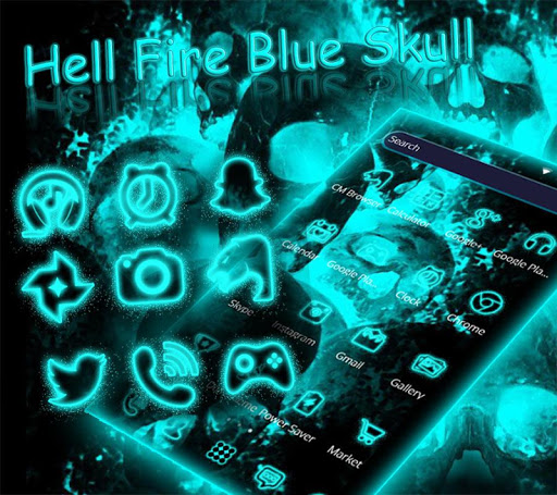 Hell fire Skull Theme Blue