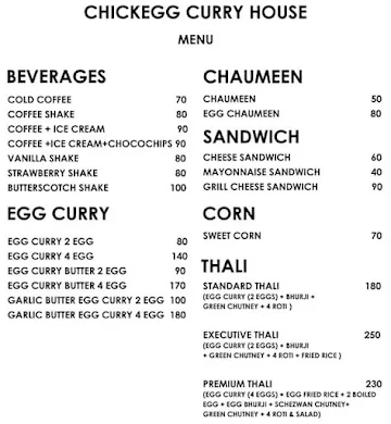 Chickegg Curry House menu 