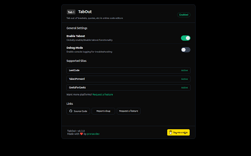 TabOut screenshot 3