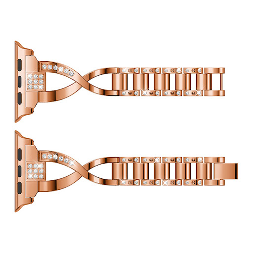 Title 6, X-shaped Chain Metal Diamond Watch Band. Elevat...