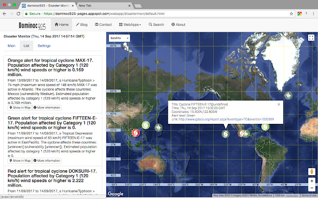 Natural Disaster Monitor chrome extension