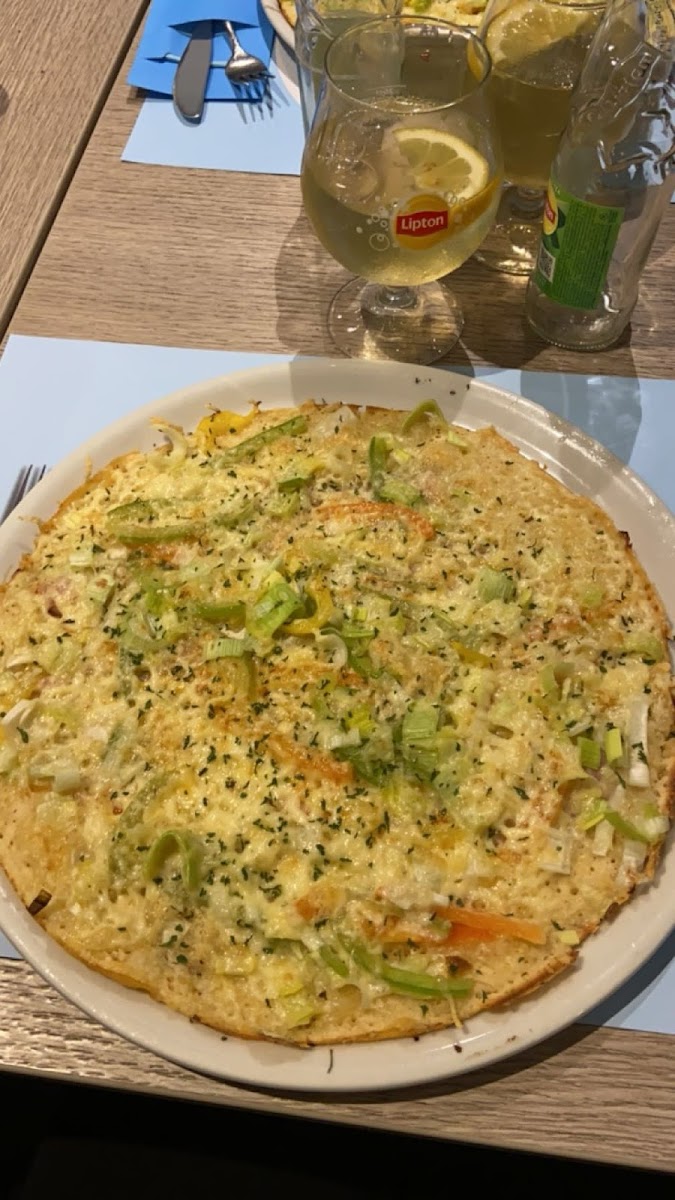 Pancake with ham, cheese and leek