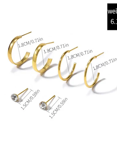 Vintage 18K Gold Letter C Eardrops - 1