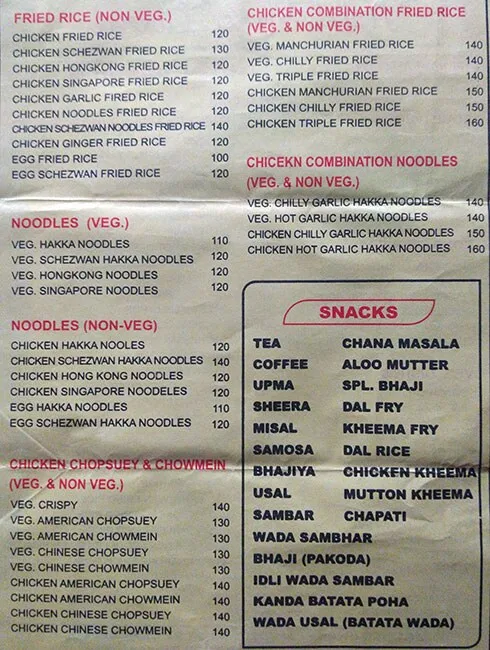 Hotel Shree Laxmi menu 