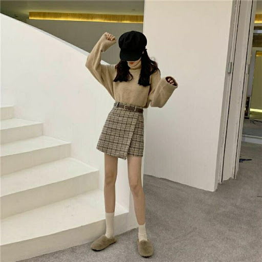 Title 3, New Womens High-Waisted A-Line Woolen Plaid Sk...