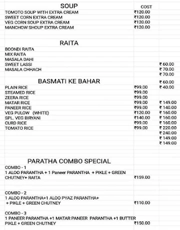 Rasoi King menu 