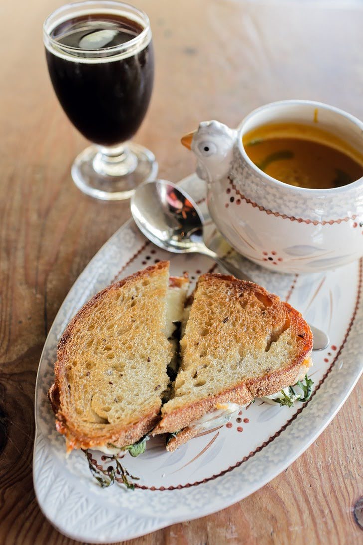 Summer Carrot Soup & Grilled Cheese on Rye at Waypoint Public North Park.