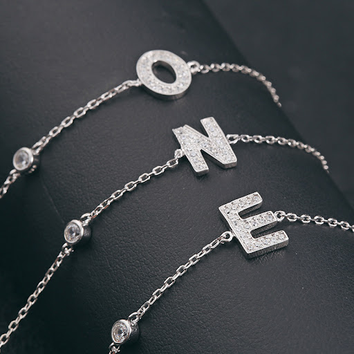 Title 2, English alphabet micro-set zircon necklace a de...
