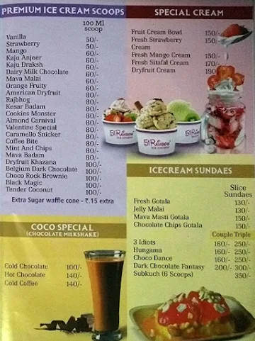 51 Rainbow Ice Cream menu 