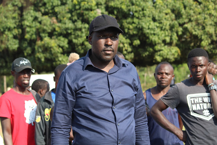 Cleophas Koech addressing players at Bishop Wabukala Secondary School on Sunday