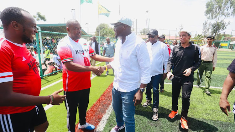 Nairobi Governor Johnson Sakaja arrives for the opening of the of Uhuru Complex Sports Arena on March 23, 2024.