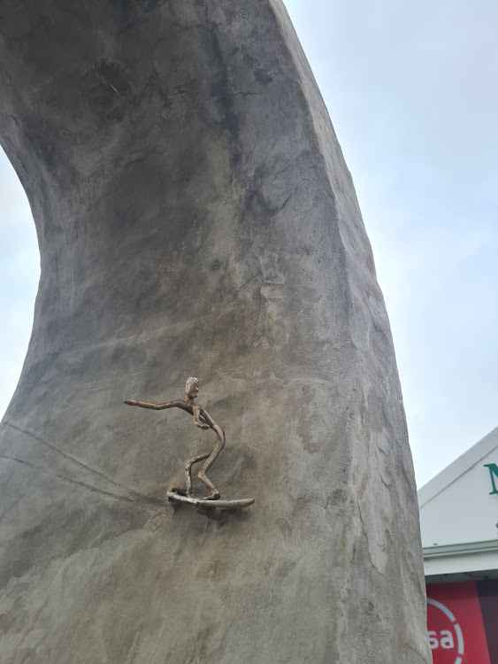 The Mobius wave, a scale model sculpture fashioned out of concrete and steel in celebration of Garrett McNamara’s biggest wave ever ridden in the world, Nazare, Portugal, 2013, in Jeffreys Bay.