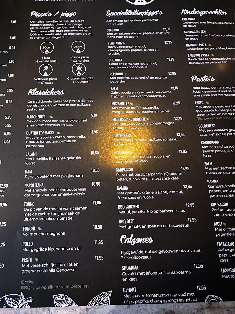 Eataliano gluten-free menu