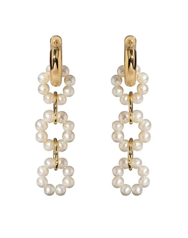 Vintage Pearl Circle Buckle Earring - 1