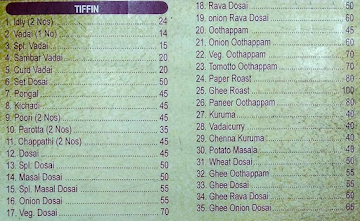 Bharani Foods menu 