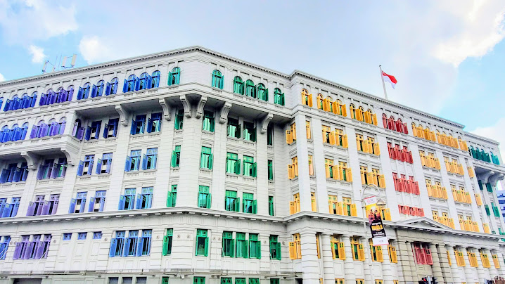 Old Hill Street Police Station, the building with the colorful rainbow windows