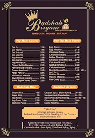 Badshah Biryani menu 1