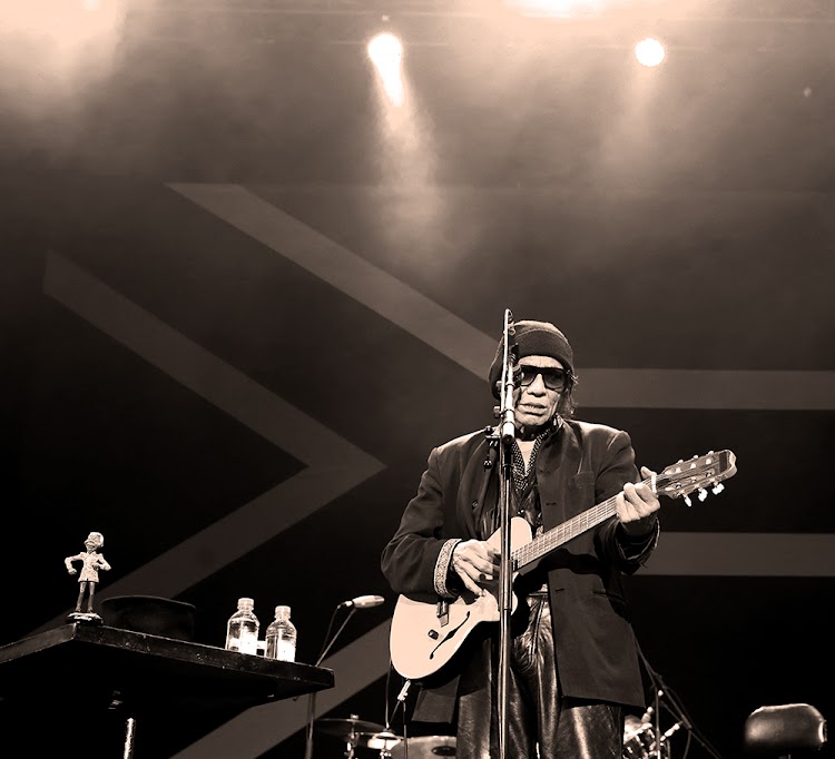 The Sugarman, American songwriter Rodriguez performs on February 5 2016 in Cape Town, South Africa.