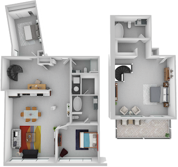 Go to Three Bed, Three Bath Penthouse Floorplan page.