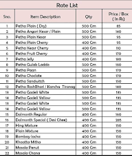 The Agra Heritage Petha Store menu 2