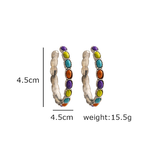 Title 5, New Chinese Retro Turquoise Geometric Woven Ear...