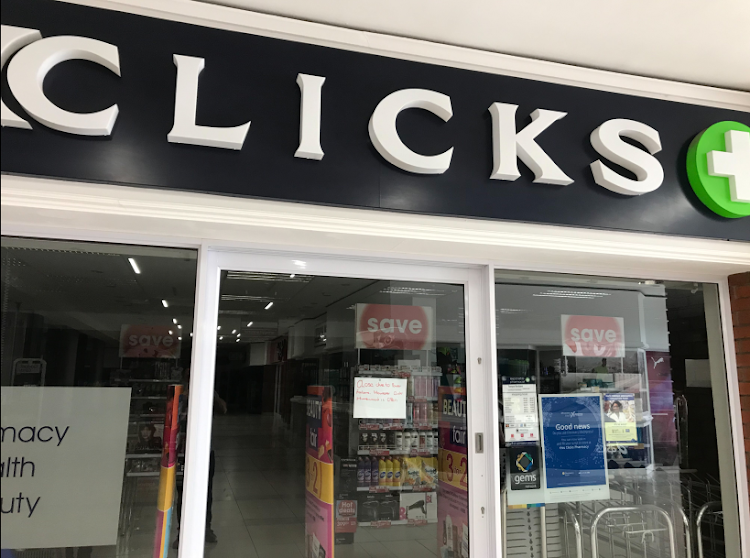 Clicks was closed during load shedding at 6th Ave shopping center.