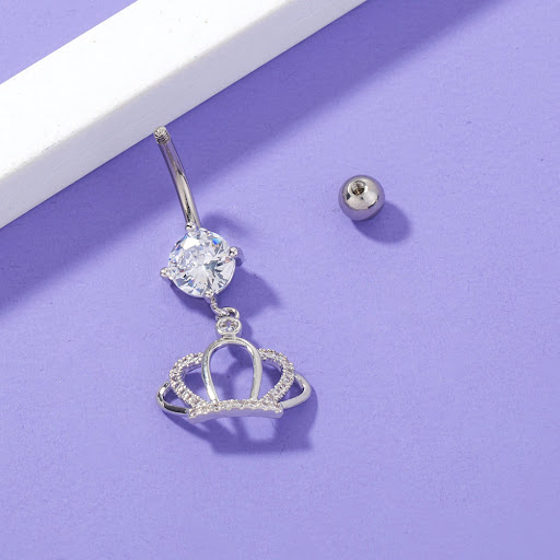 Title 4, Crown Zircon Belly Button Ring Belly Button Nai...