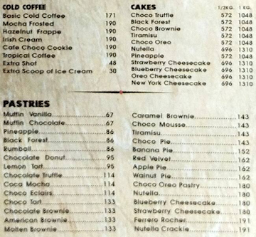 Brown Sugar menu 