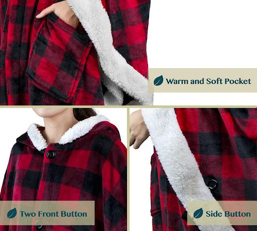 Title 9, Flannel Double Pocket Soft Plush Cloak for ulti...