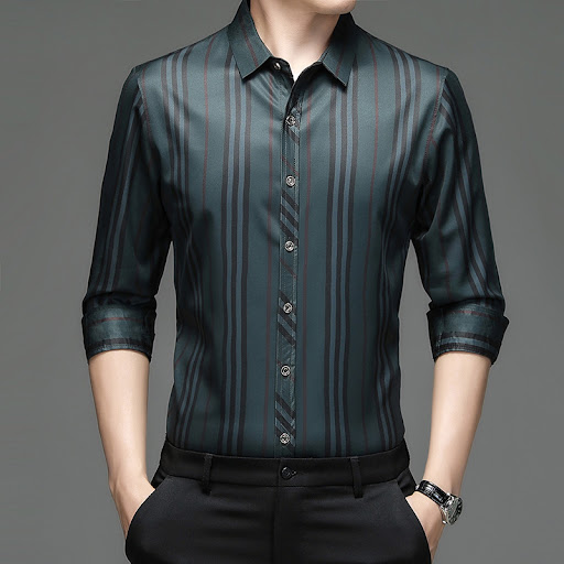 Title 3, Mens Shirts Long Sleeve Business Casual Stripe...
