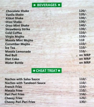 Diet Cravings menu 