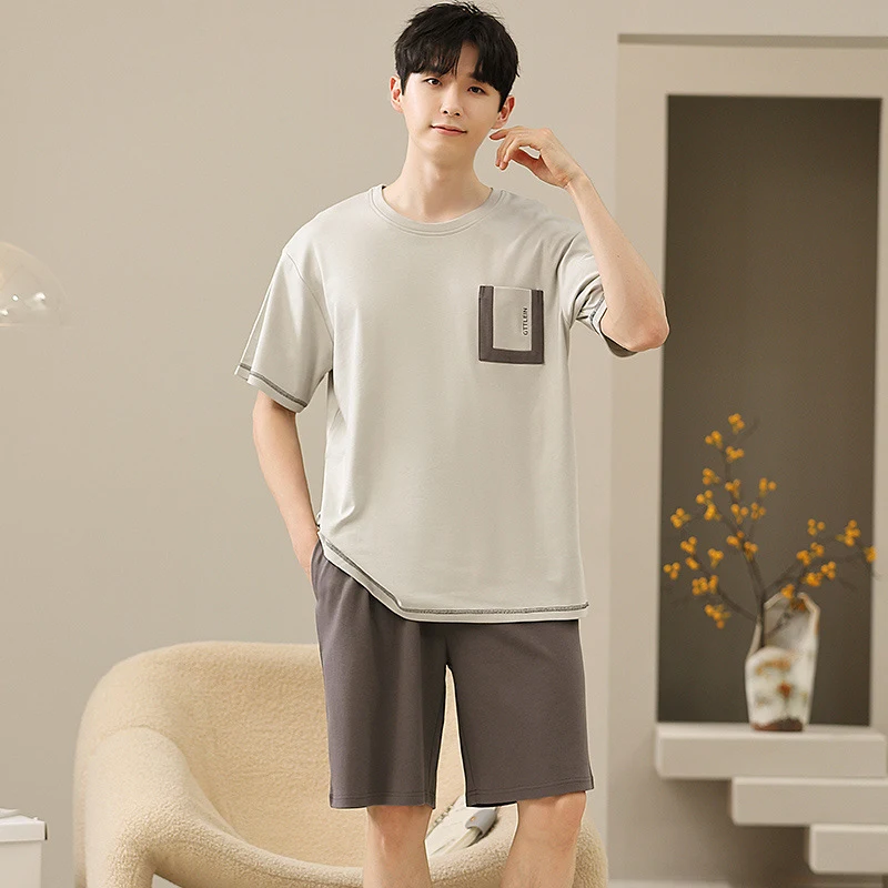 Men's Soft Short Sleeve Plus Size Pajamas Suit, 2 Piece Casual Set, comfortable and breathable for warm nights.