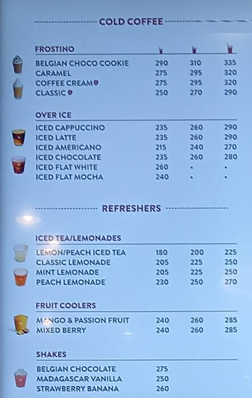 Costa Coffee menu 