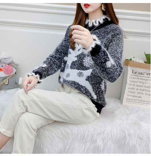 Title 7, Lazy Sweater Women With Velvet Mink Velvet Oute...