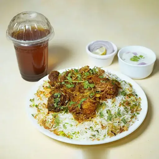 Chicken Hyderabadi Dum Biryani With Iced Tea