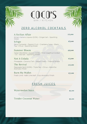 Coco's Bar & Kitchen menu 