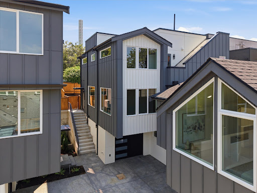 Modern grey row house facade in this luxury apartment / penthouse for sale in Seattle ($1,074,950)