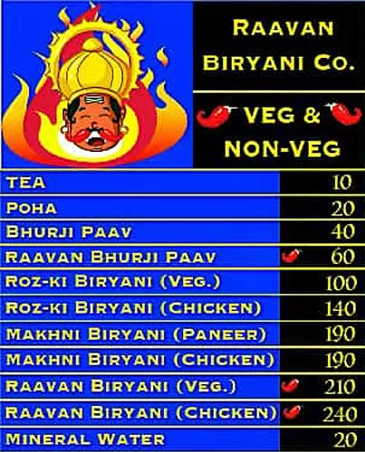 Raavan Biryani menu 