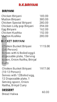 R.K.Biriyani menu 5