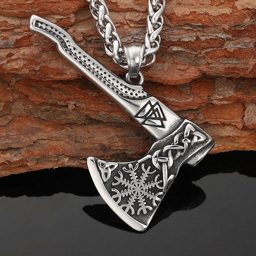 Title 4, Nordic Double Viking Tomahawk Odin with Triangu...