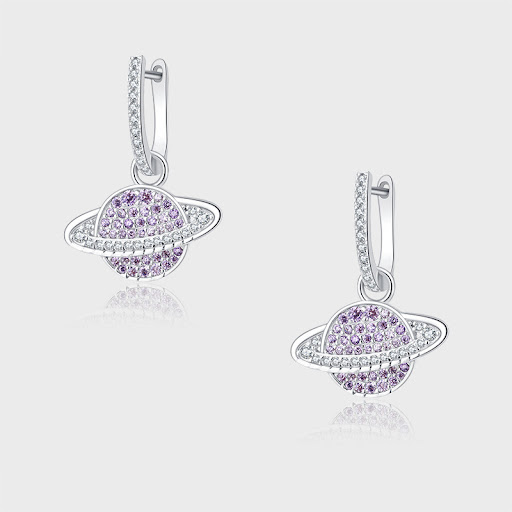 Title 1, 925 Sterling Silver Studded with Purple Zircon ...