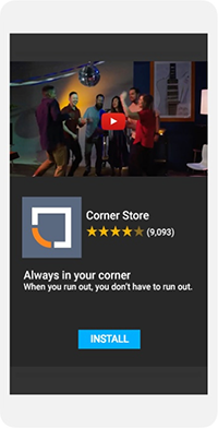 Example of app install template interstitial with video creative