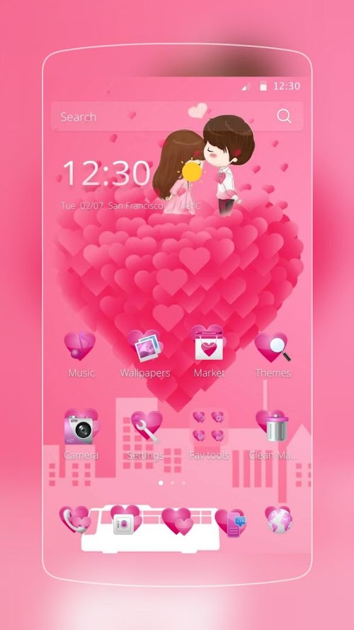 Android application Pink Love Kiss Heart screenshort