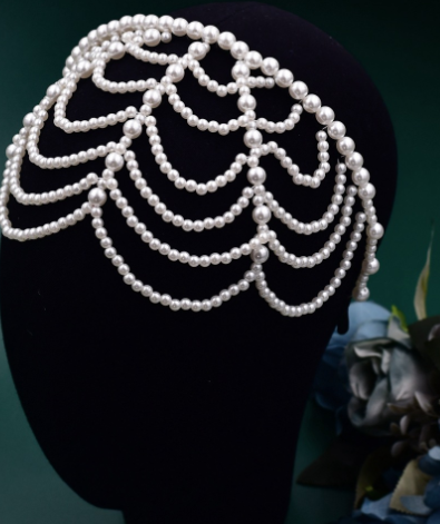 Title 4, Sweet Bridal Tiara With Pearl Forehead Decorati...