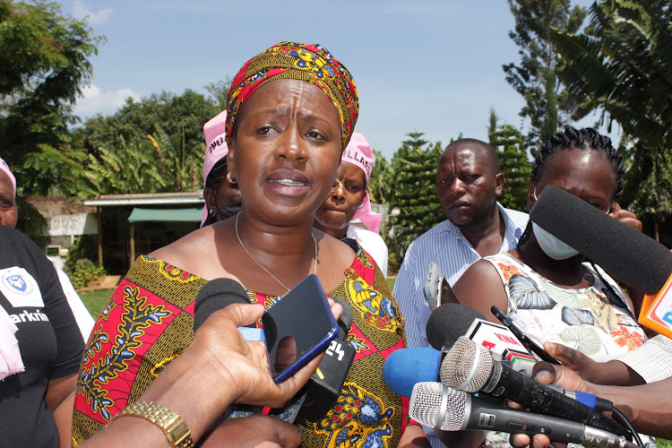 Murang'a woman representative Sabina Chege in Murang'a town on Thursday.