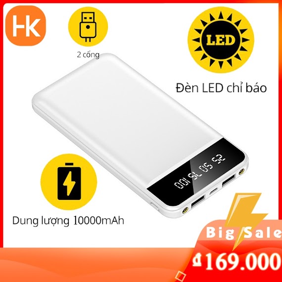 Sạc Dự Phòng 10000Mah Sạc Dự Phòng Tích Hợp Màn Hình Hiển Thị Led Dung Lượng 10000Mah Xạc Dự Phòng 10000Mah