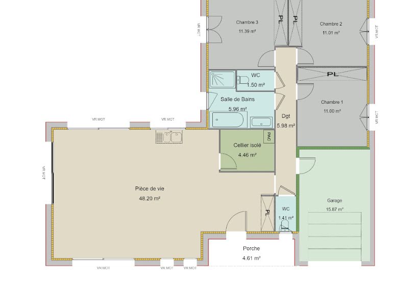  Vente Terrain + Maison - Terrain : 607m² - Maison : 100m² à Lamasquère (31600) 